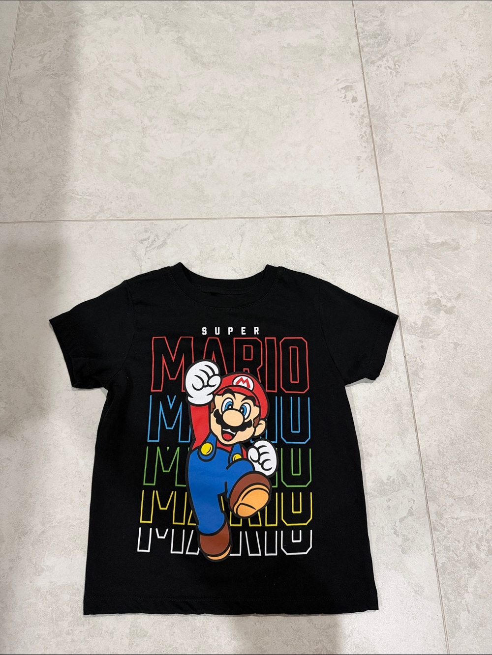 Kids Black Super Mario Graphic Tee